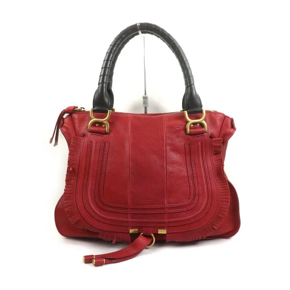 authentic Chloe Shoulder Bag Reds Leather